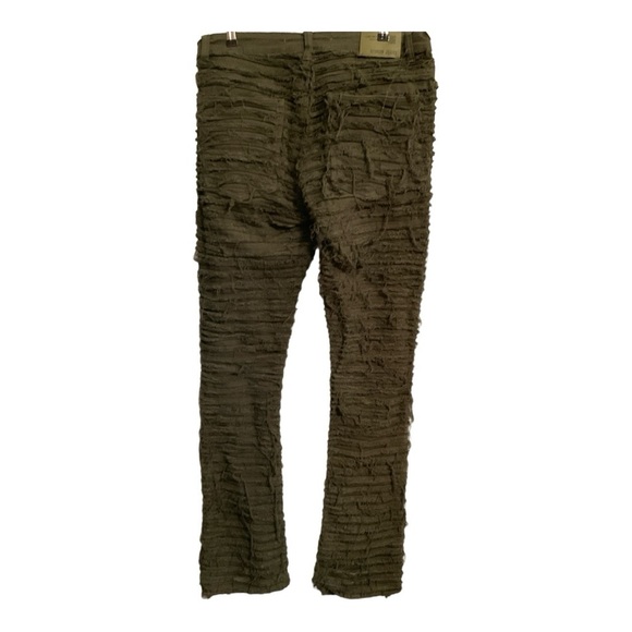 Armor Jeans Trashed Frayed Stacked Pants Mens Size 34 - Picture 2 of 7